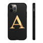 Custom Phone Case with Gold Letter A, Monogrammed Gift, Tough Protective Case, Personalized Phone Accessory, Unique Phone Cover