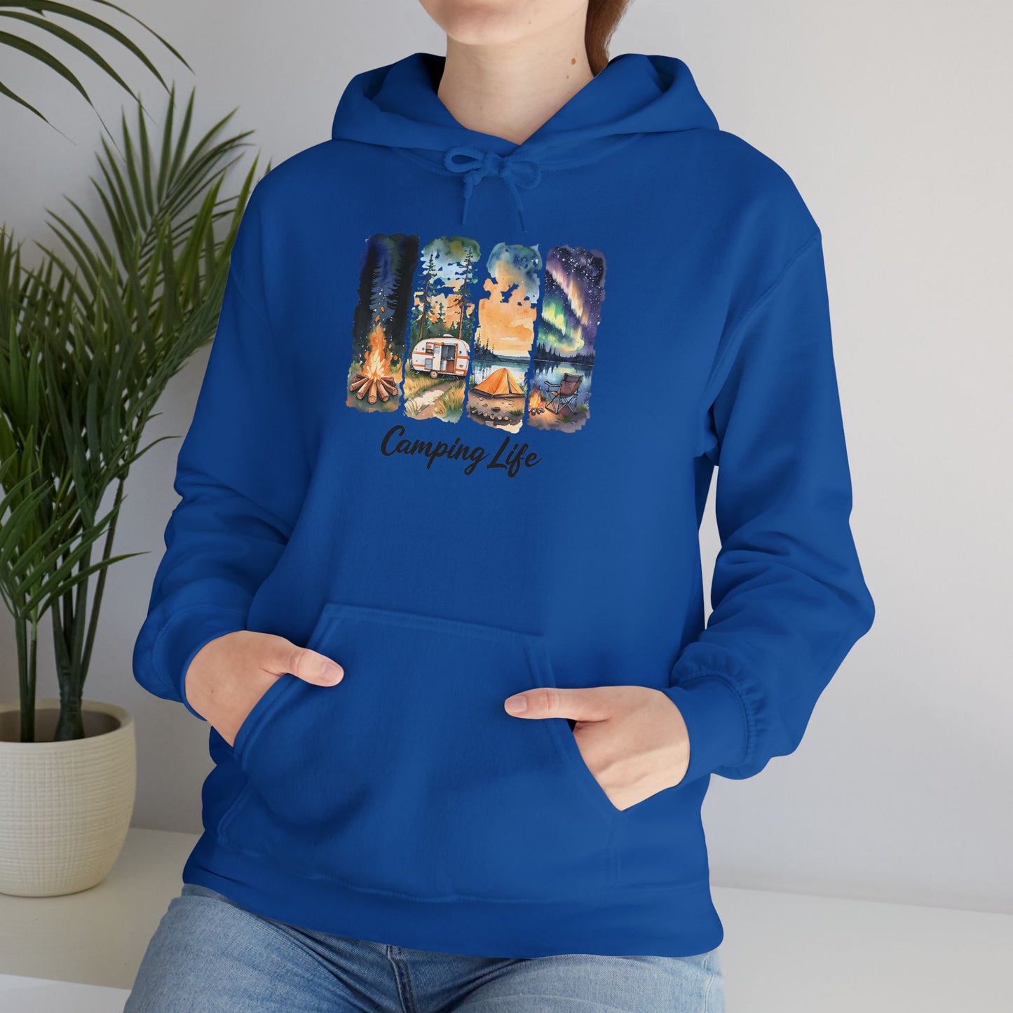 Camping Life Hoodie – Outdoor Illustrated Campsite Scenes