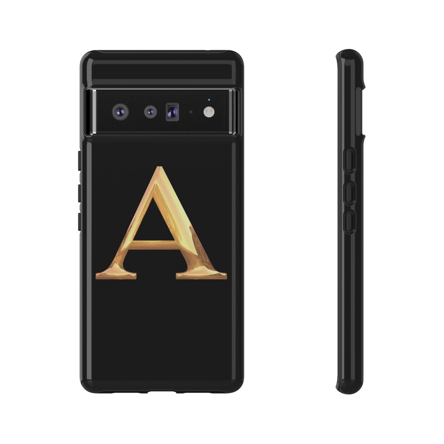 Custom Phone Case with Gold Letter A, Monogrammed Gift, Tough Protective Case, Personalized Phone Accessory, Unique Phone Cover