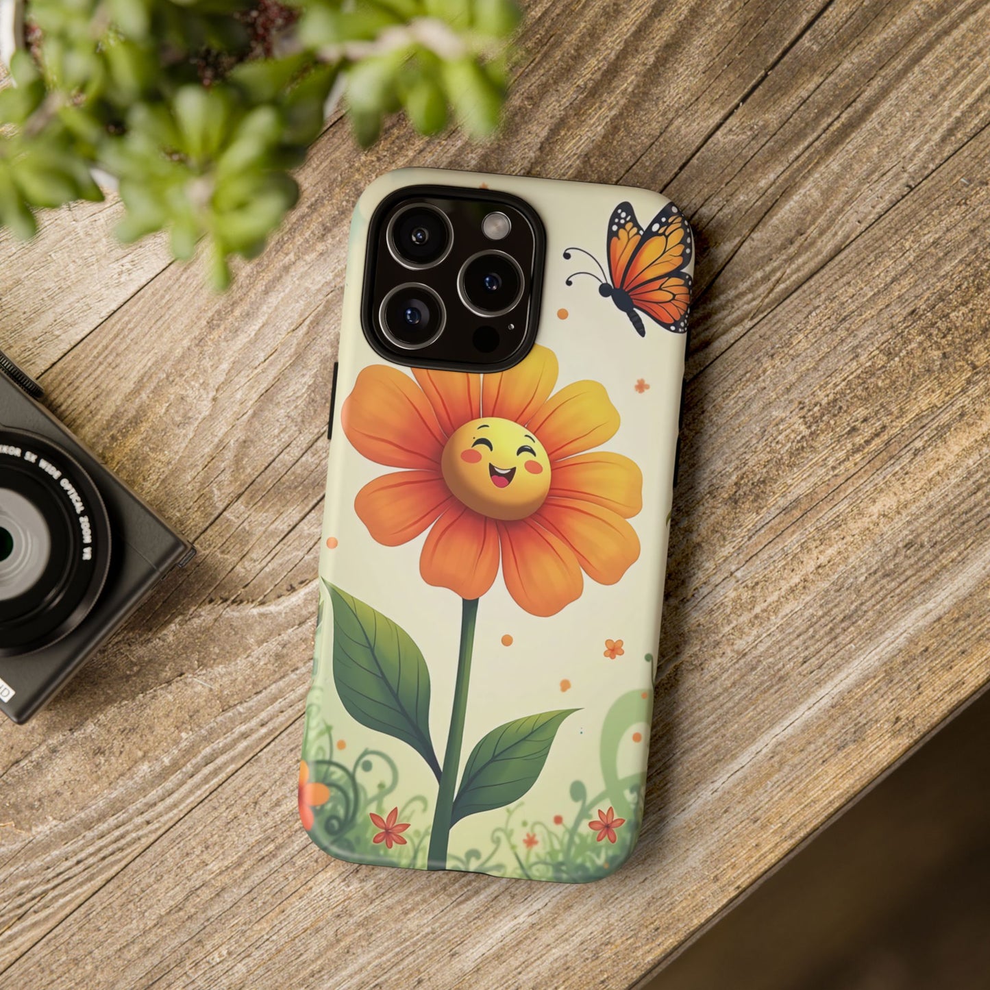 Floral Phone Case with Butterfly Design, Cute Flower Phone Cover for Nature Lovers, Eco-Friendly Gift, Spring Vibes, Birthday Present