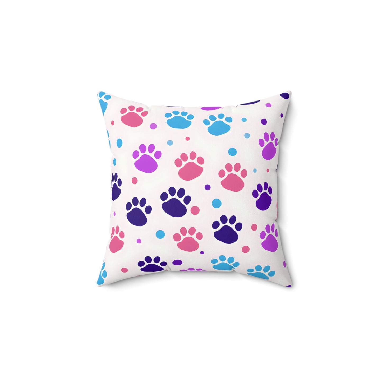 Colorful Paw Print Throw Pillow — Cute Pet Pattern Decorative Cushion