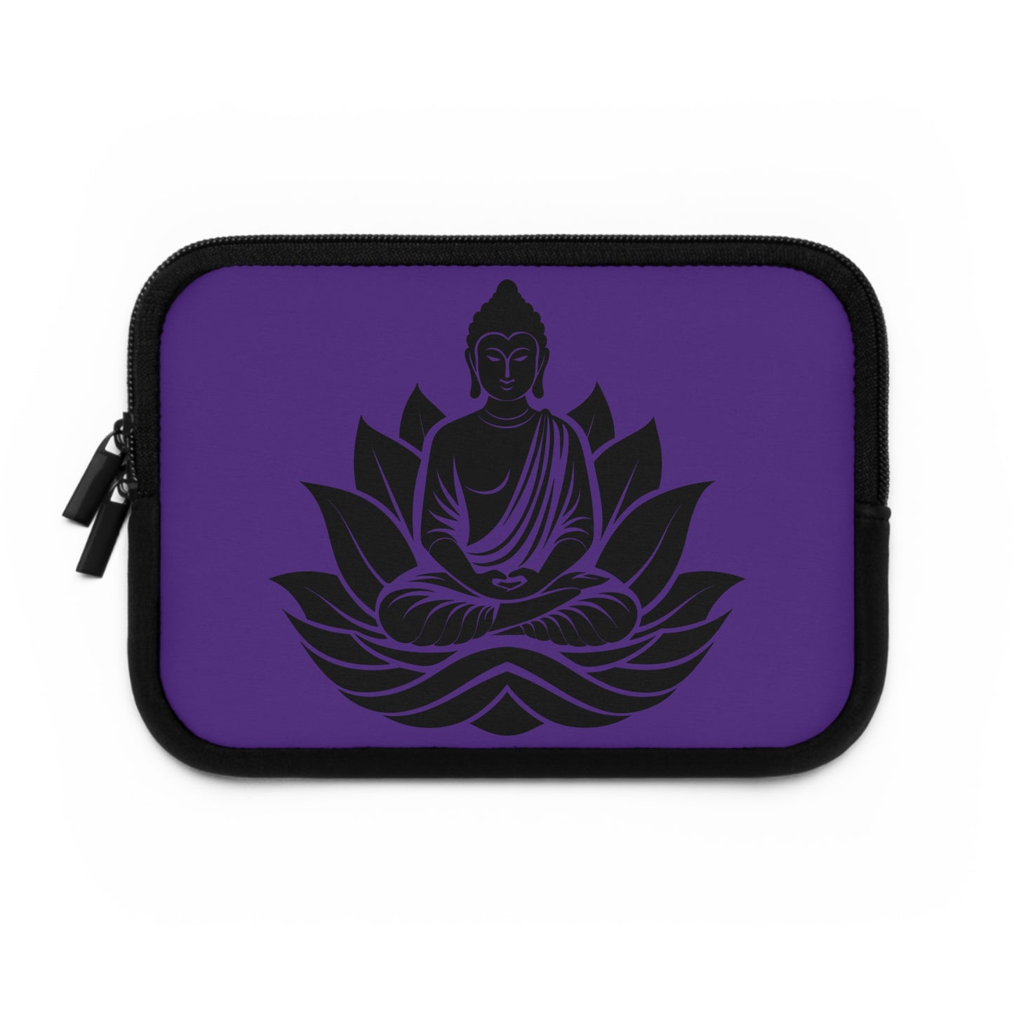 Inspirational Buddha Laptop Sleeve, Zen Tech Case, Yoga Gift, Student Supplies, Meditation Decor, Purple Lotus Design