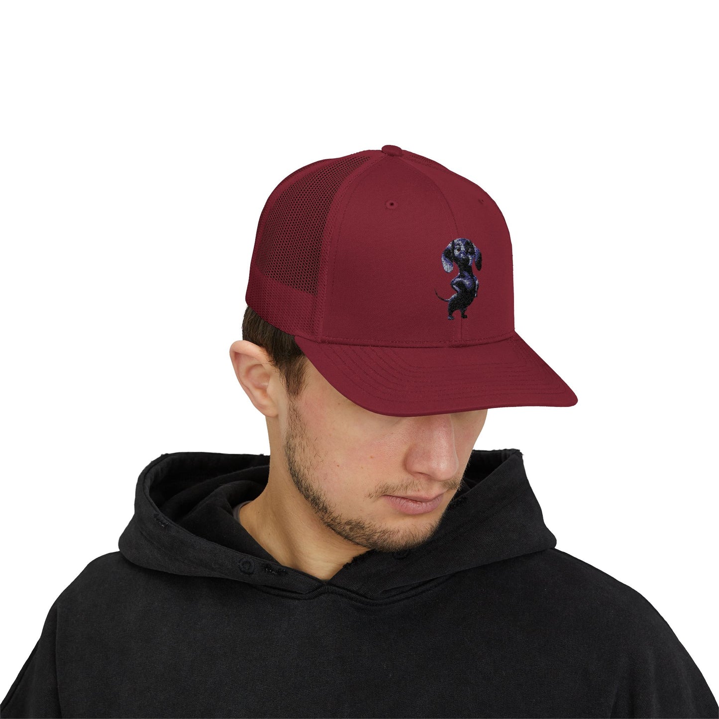 Dachshund Galaxy Trucker Cap – Embroidered Space Sausage Dog Snapback