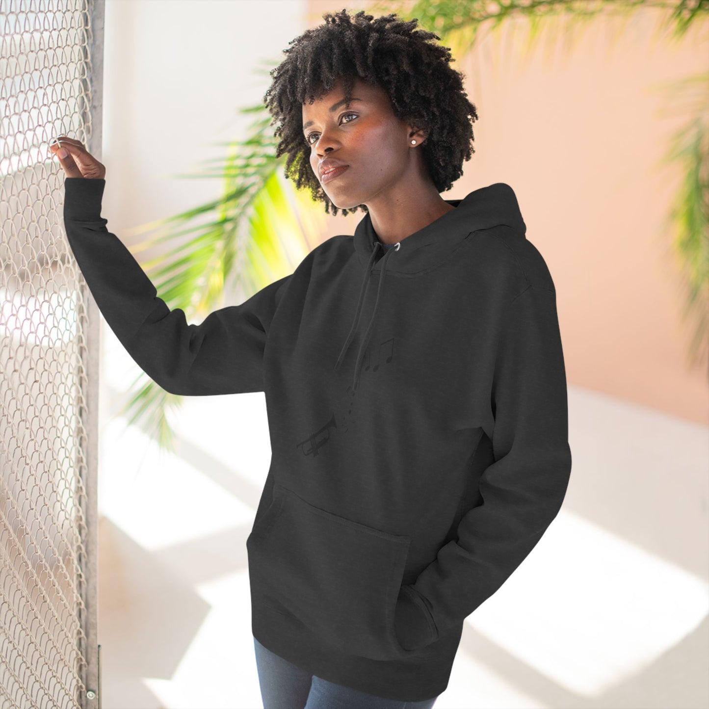 Trumpet Music Notes Hoodie — Minimalist Jazz Instrument Pullover