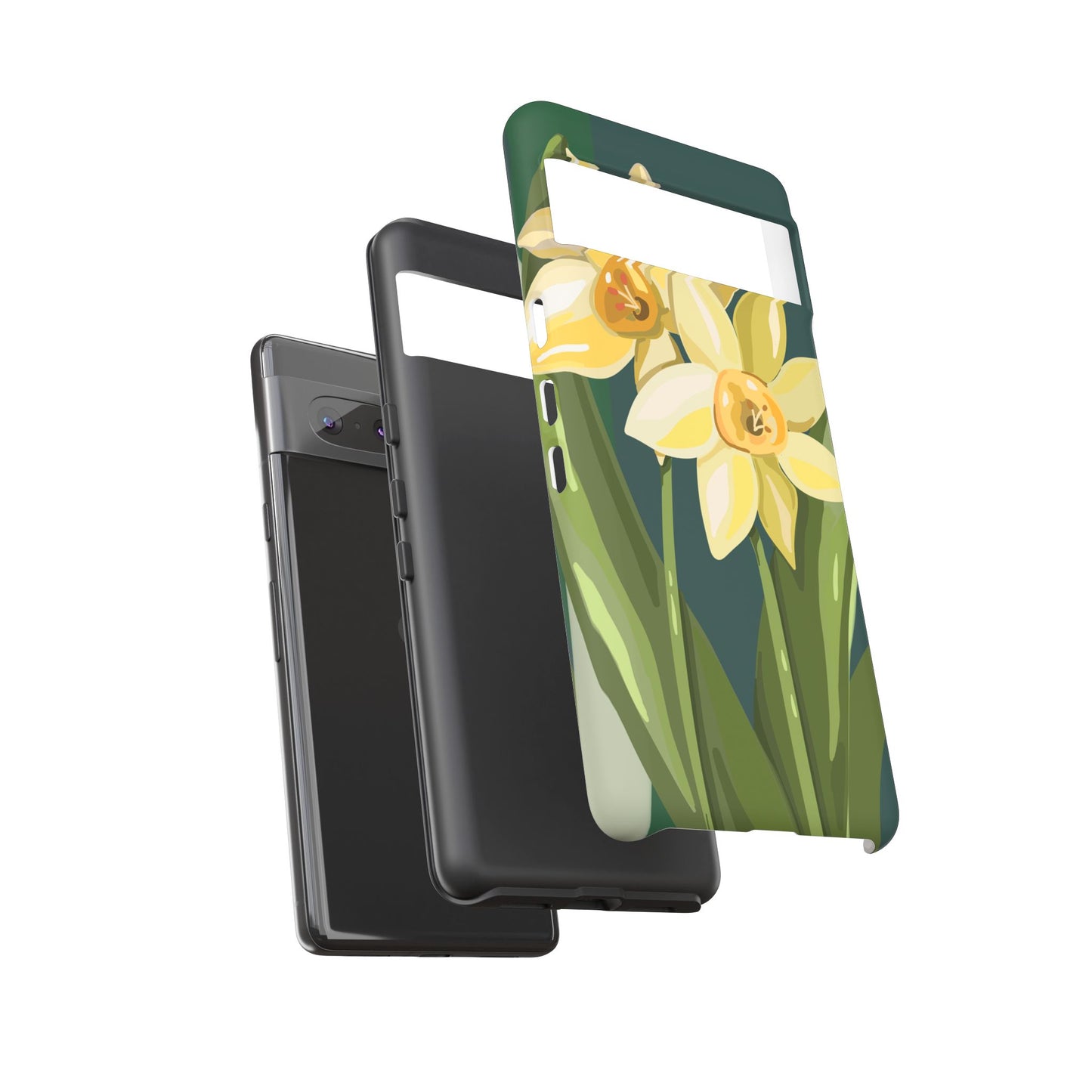 Floral Phone Case - Yellow Daffodil Design, Tough Phone Cover, Spring Decor, Floral Gift, Nature-Inspired Accessories