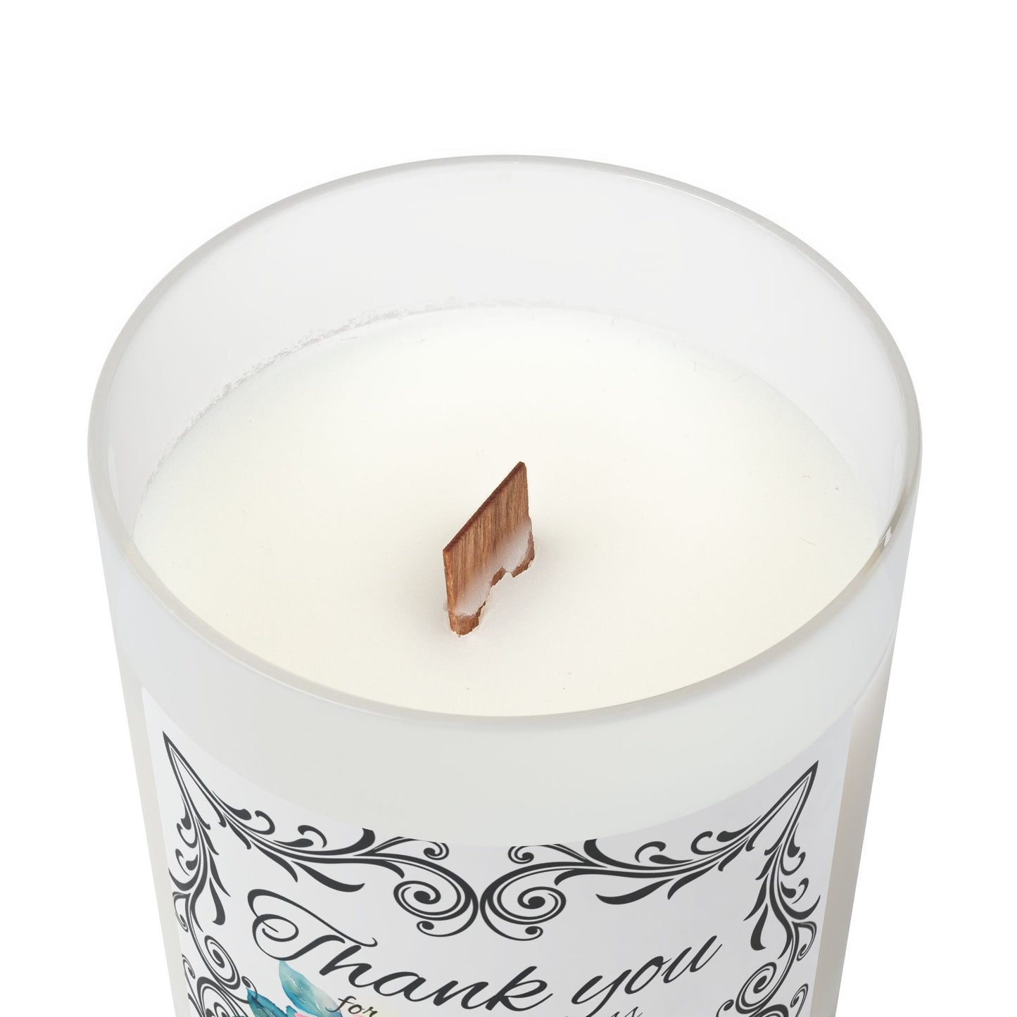 Thank You Floral Frosted Glass Candle — 11oz Appreciation Gift