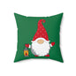 Christmas Gnome Pillow — Green Holiday Throw Pillow with Lantern