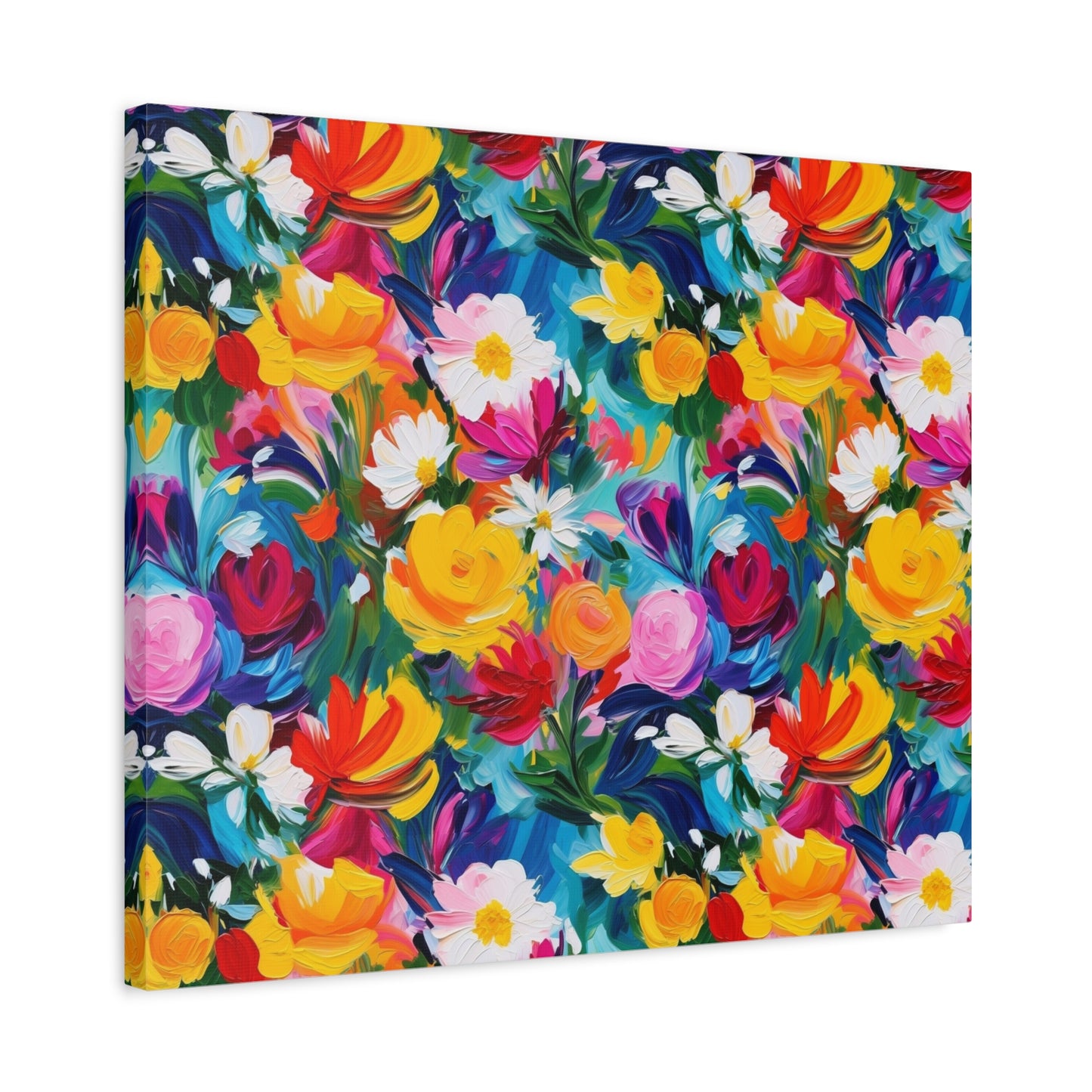 Vibrant Floral Matte Canvas Wall Art — Colorful Garden Print, Stretched 1.25"
