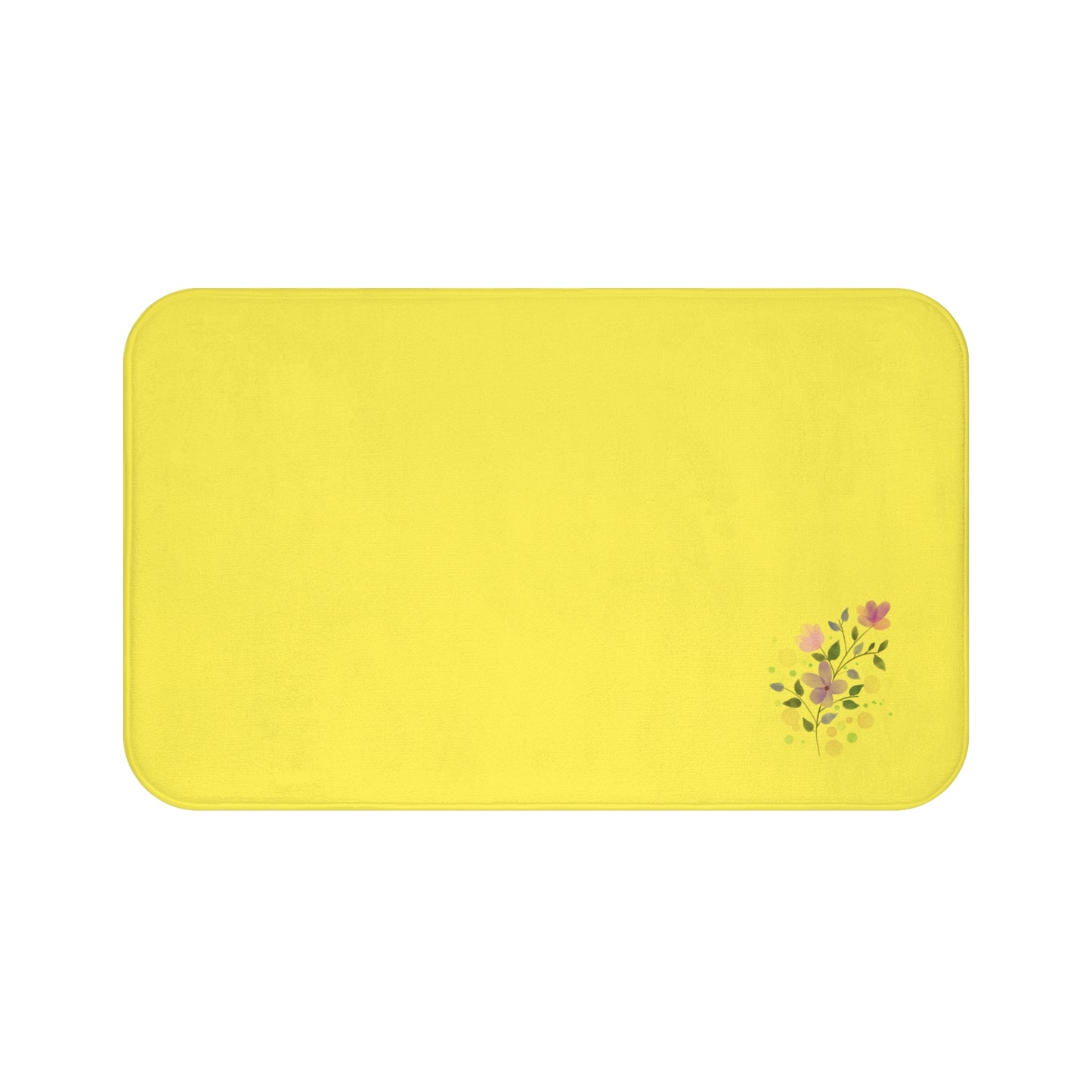 Bright Yellow Floral Bath Mat - Cozy Bathroom Decor, Non-Slip Area Rug, Spring Vibes, Gift for Home, Mother's Day, Summer