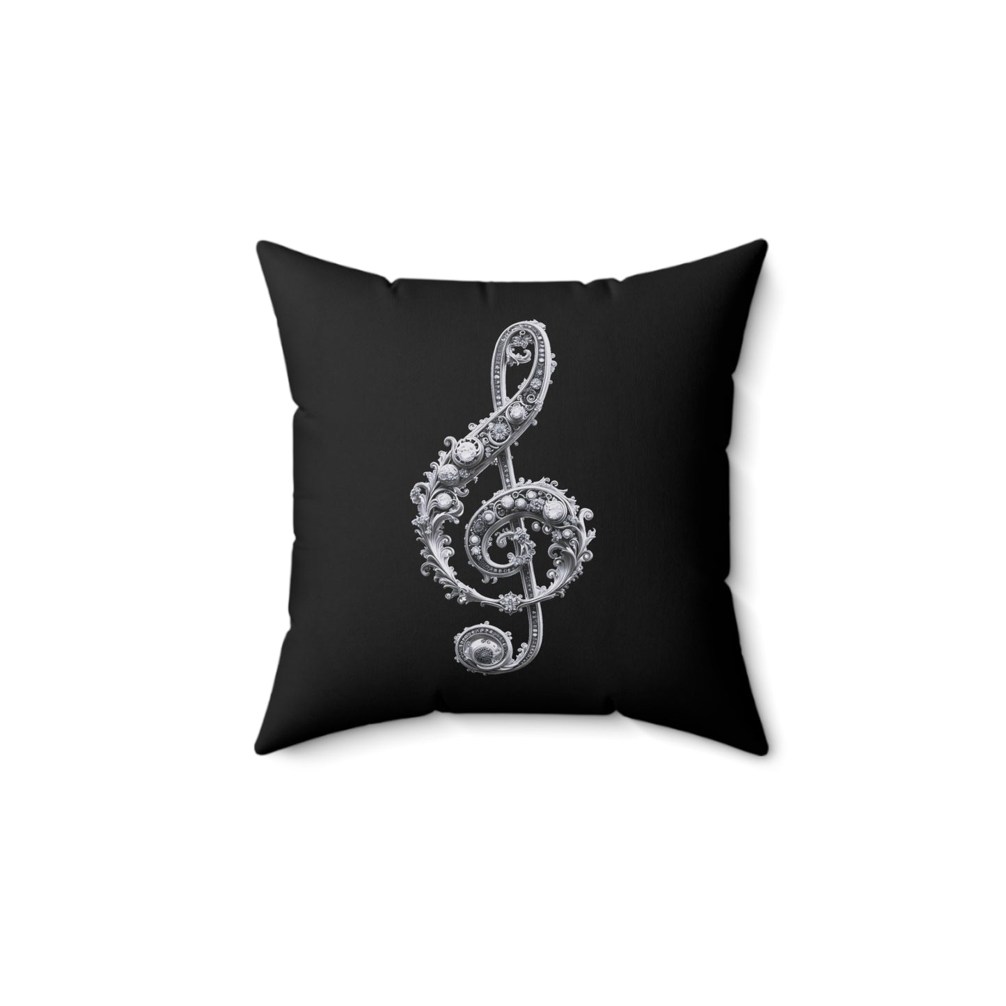 Music Note Decorative Pillow – Ornate Treble Clef Accent Cushion
