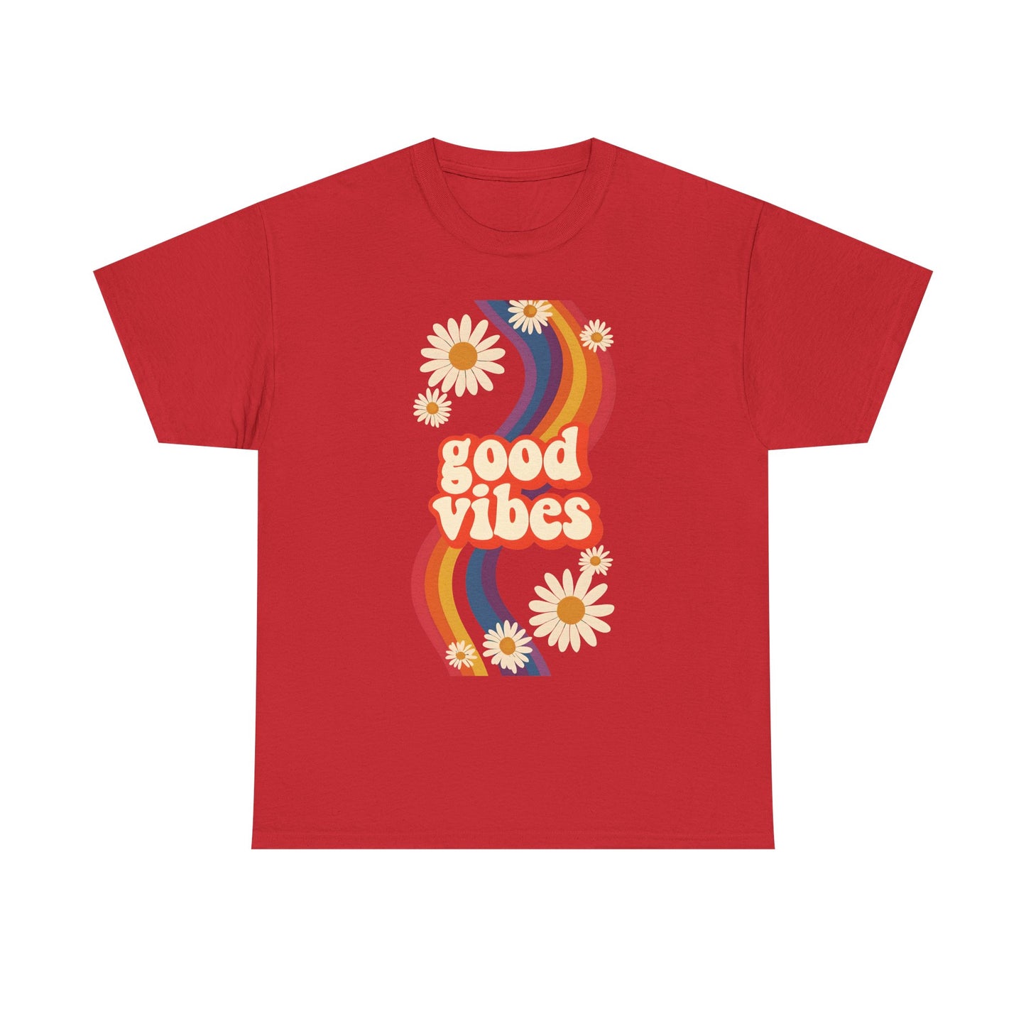 Good Vibes Unisex Heavy Cotton Tee, Retro Graphic T-Shirt, Feel Good Apparel, Summer Outfit, Casual Gift for Friends