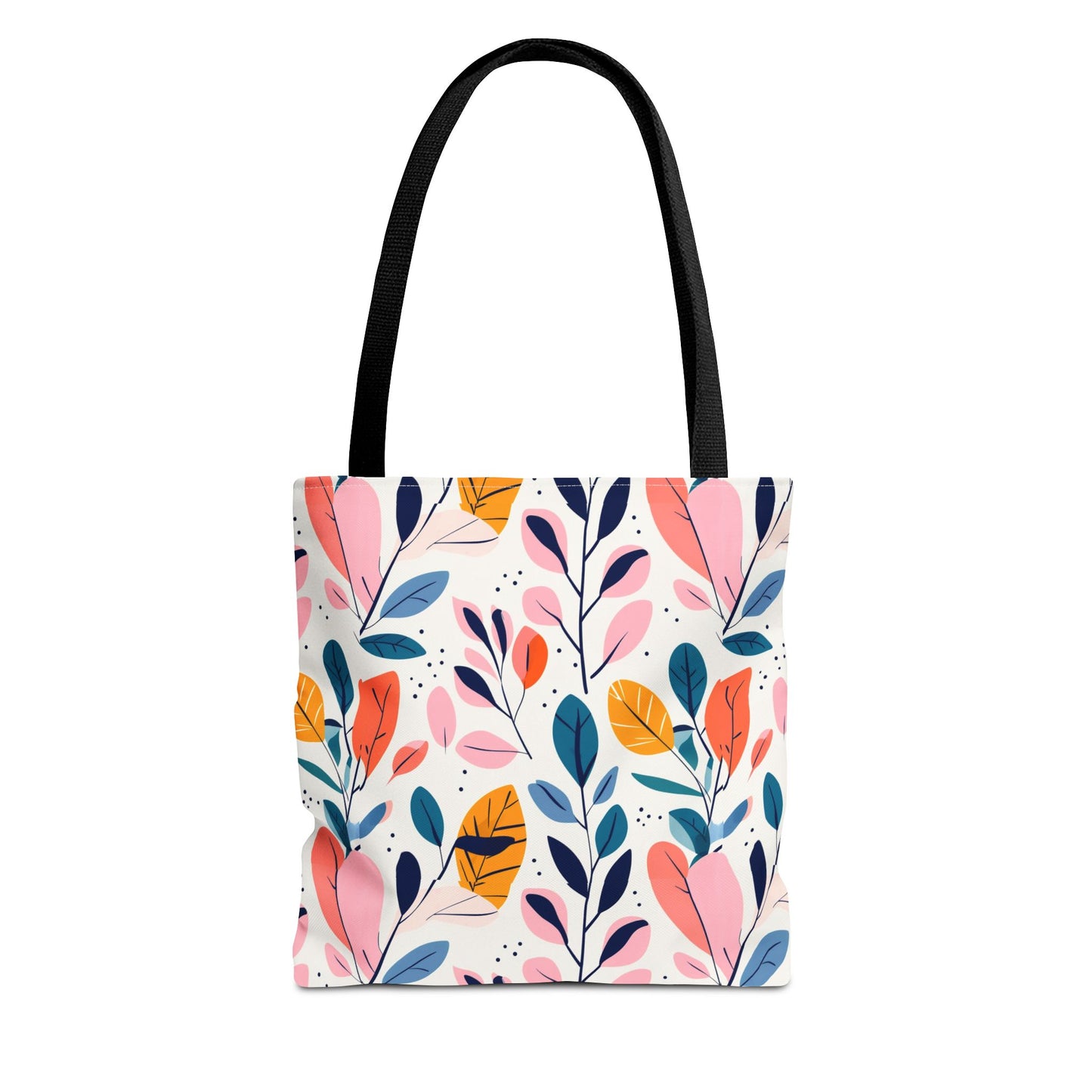 Floral Leaves Tote Bag — Colorful Botanical All-Over Print Bag