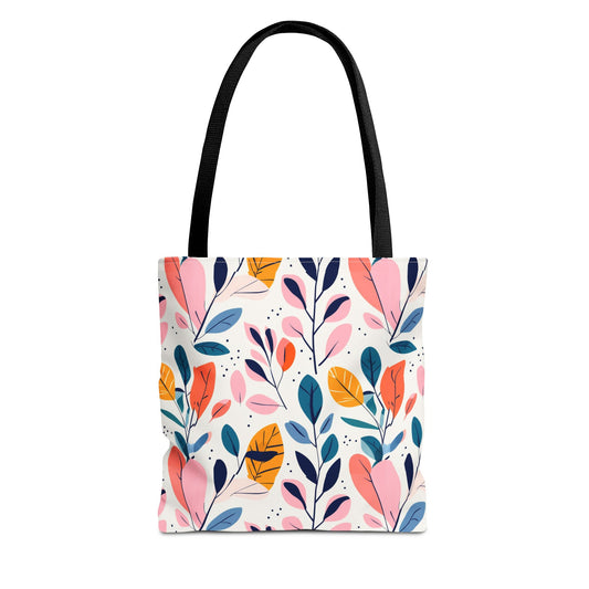 Floral Leaves Tote Bag — Colorful Botanical All-Over Print Bag