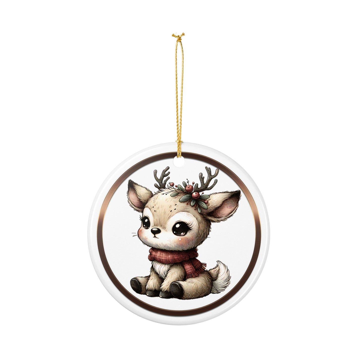 Cute Baby Reindeer Ceramic Ornament — Christmas Tree Decoration