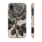 Black Rose Phone Case, Tough Cases with Floral Design, Elegant Tech Accessory, Gift for Flower Lovers, Stylish Protection