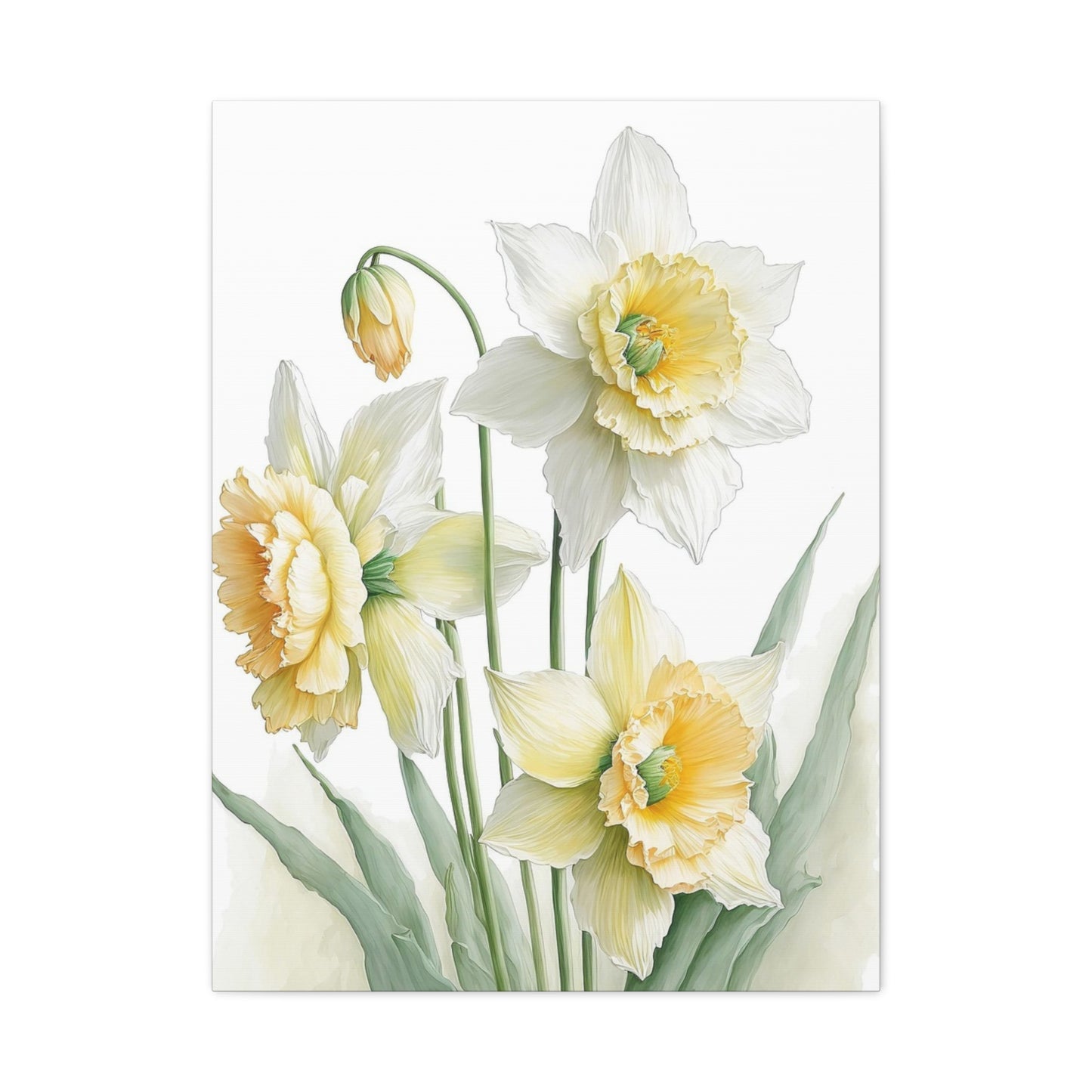 Matte Canvas, Stretched, 1.25" beautiful flowers white and yellow.