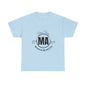 Unisex Heavy Cotton Tee with Massachusetts Design, Casual Wear, Gift for Him/Her, Travel Souvenir, Vintage Style