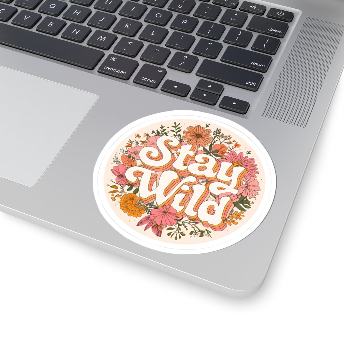 Stay Wild Floral Sticker — Retro Boho Laptop & Water Bottle Decal