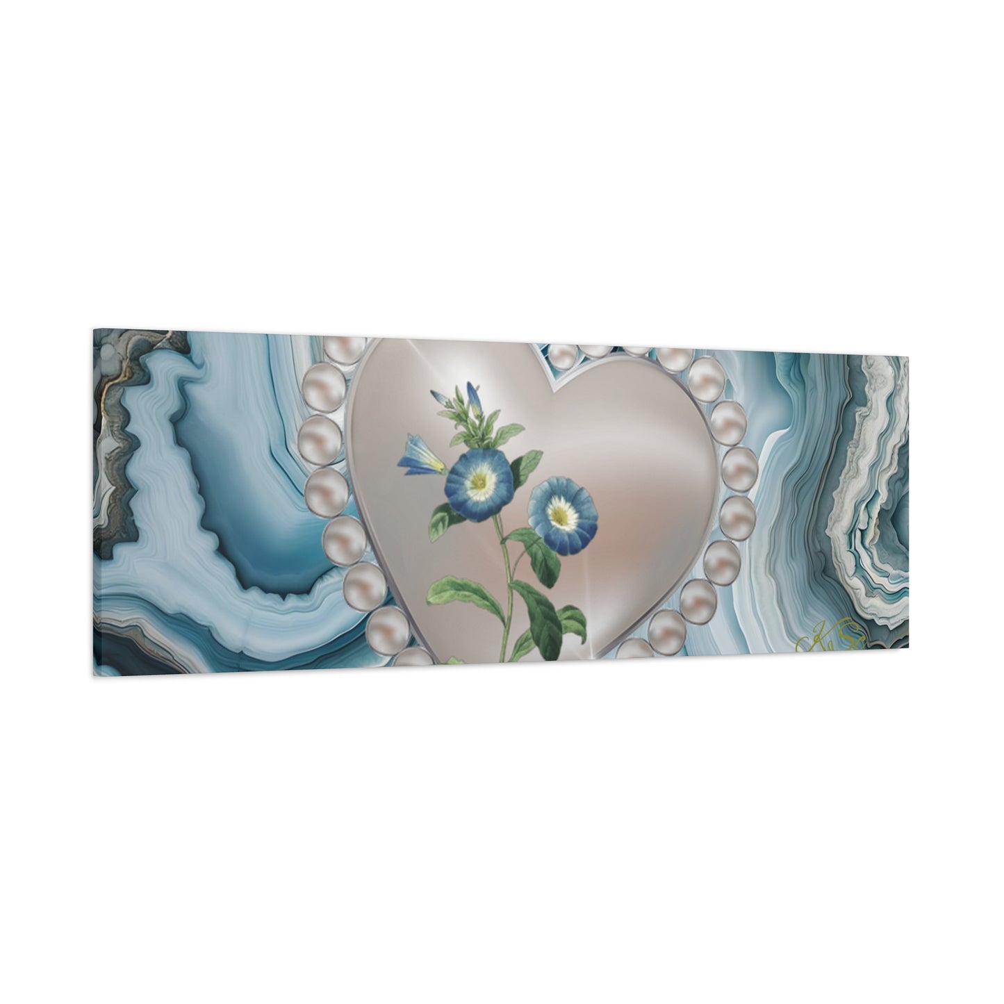 Elegant Floral Heart Canvas Wall Art, Modern Home Decor, Gift for Her