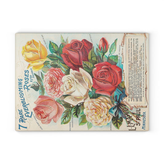 Vintage Rose Bouquet Glass Cutting Board — Floral Kitchen Decor & Serving Board