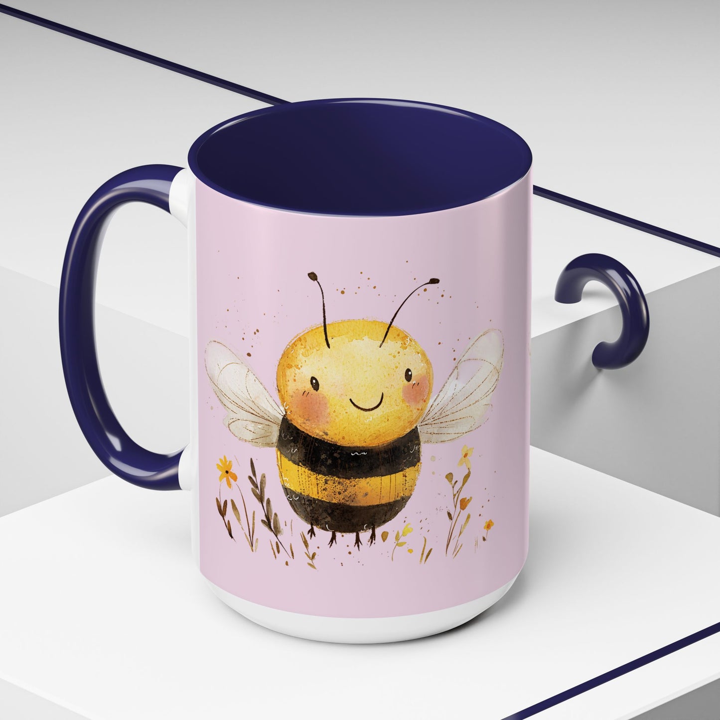Cute Bee Accent Coffee Mug for Nature Lovers, Fun Bee Design, Gift for Friends, Bee Themed Kitchenware, Bee Lover's Mug