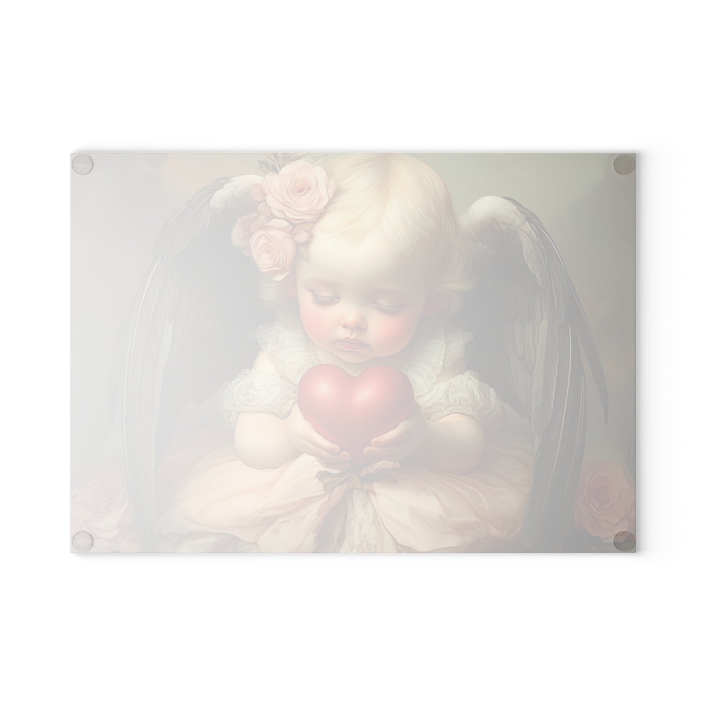 Angel Heart Glass Cutting Board, Angel Decor, Kitchen Gifts, Home Decor, Unique Wedding Gift, Valentine's Day Gift
