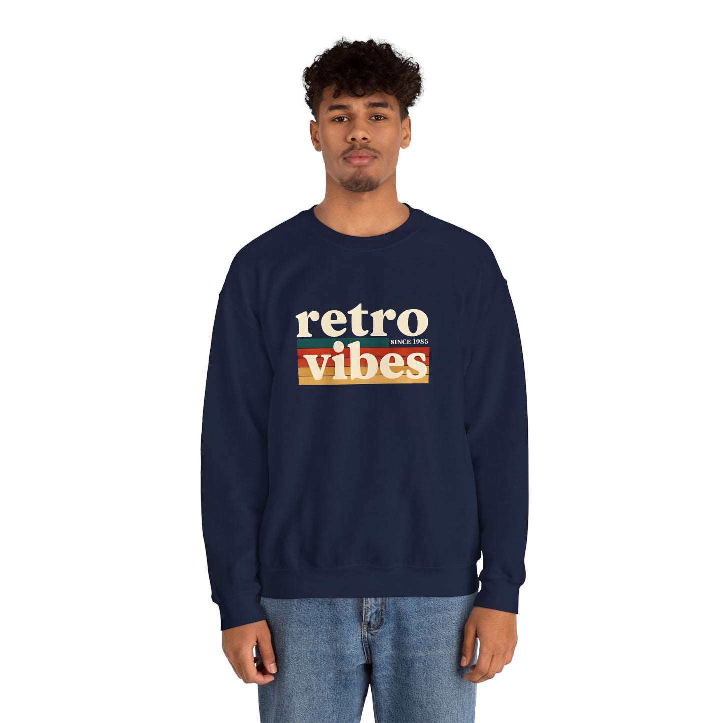 Retro Vibes Crewneck Sweatshirt, Unisex Vintage Style, Cozy Fall Fashion, Gift for Music Lovers, Chill Weekend Wear
