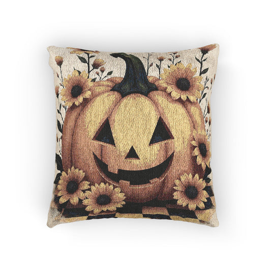 Autumn Pumpkin Woven Pillow, Fall Decor, Seasonal Home Accent, Cozy Throw Pillow, Halloween Decor, Harvest Celebration