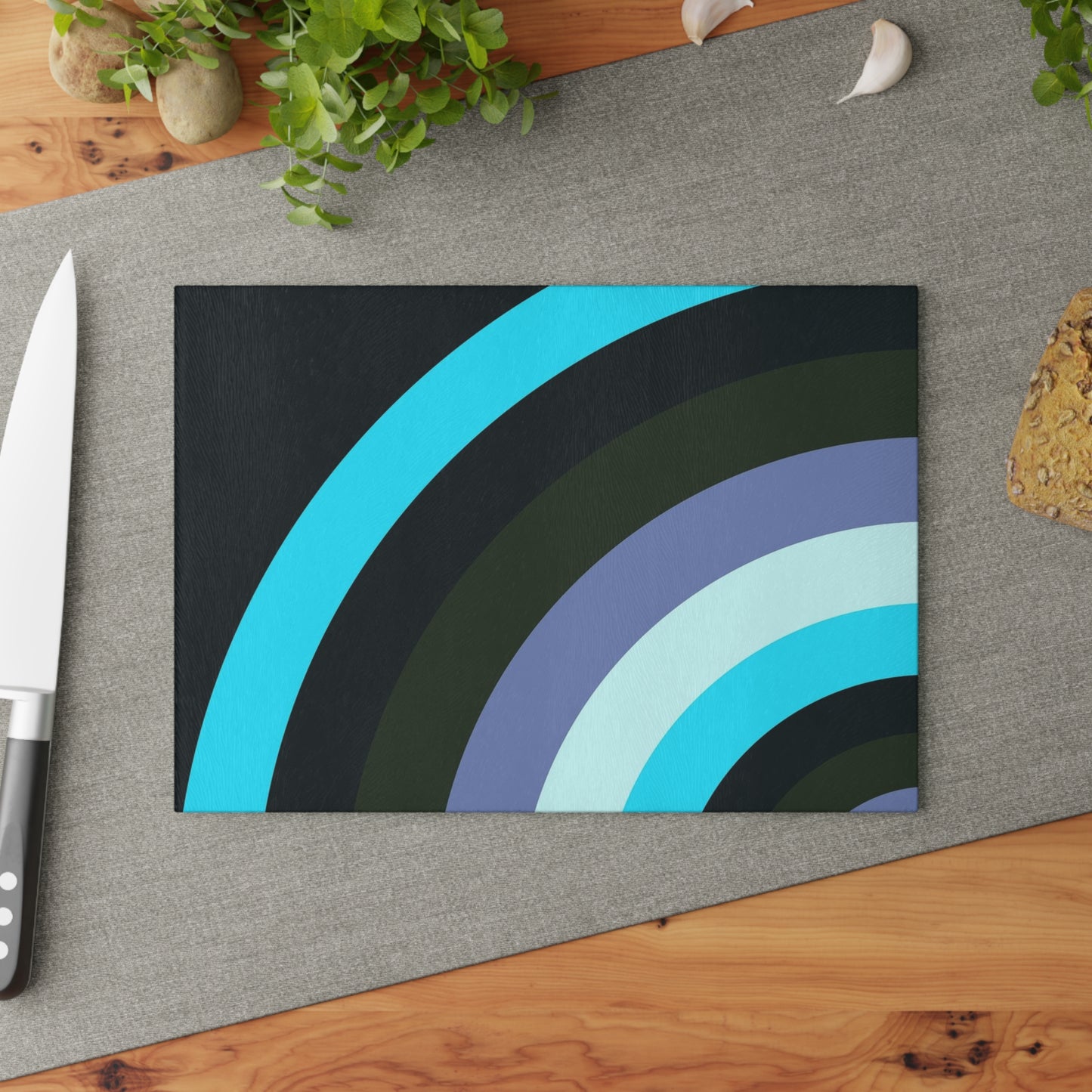 Modern Glass Cutting Board with Cool Geometric Design, Kitchen Decor, Unique Gift, Charcuterie Board, Home and Living
