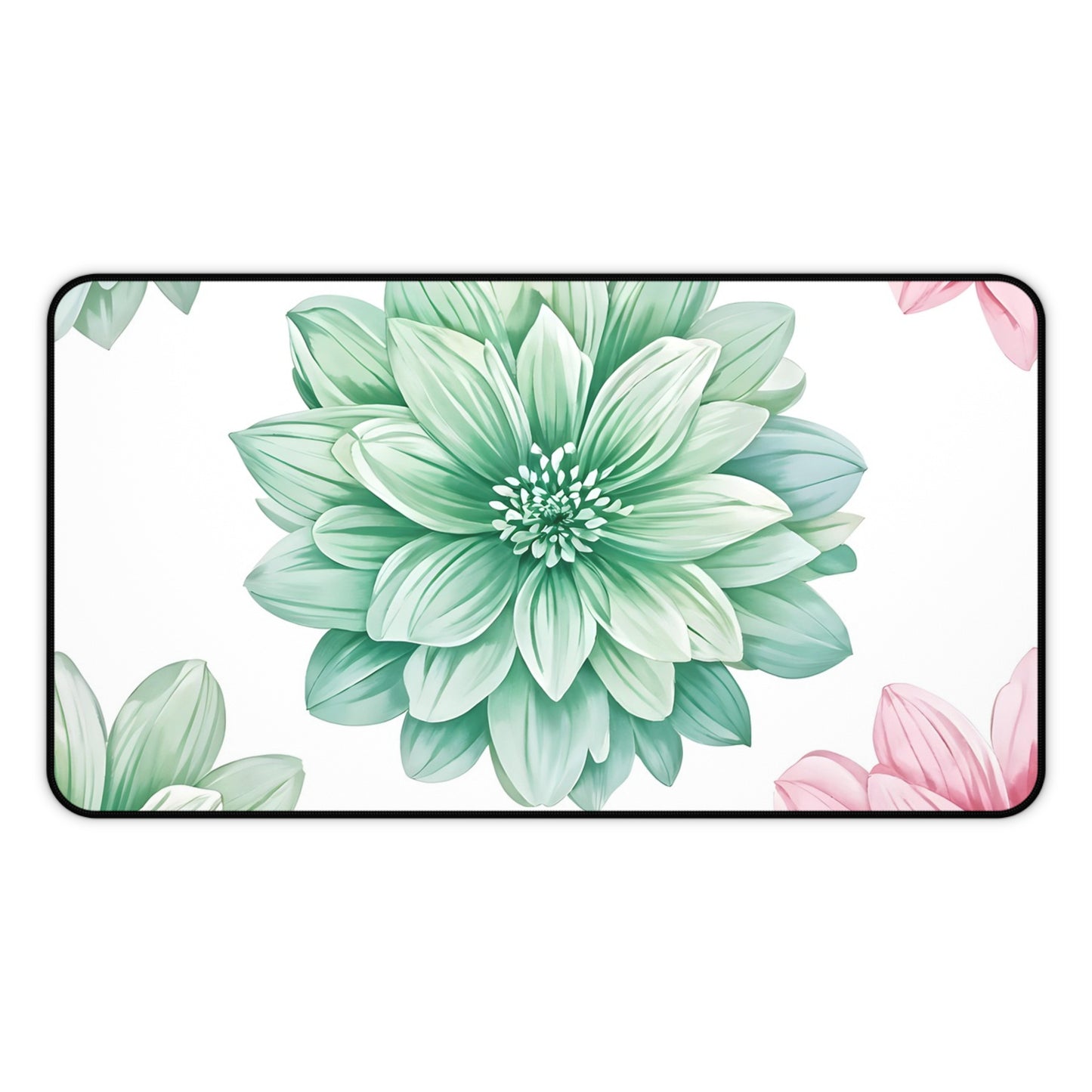 Floral Succulent Desk Mat — Green & Pink Botanical Mouse Pad