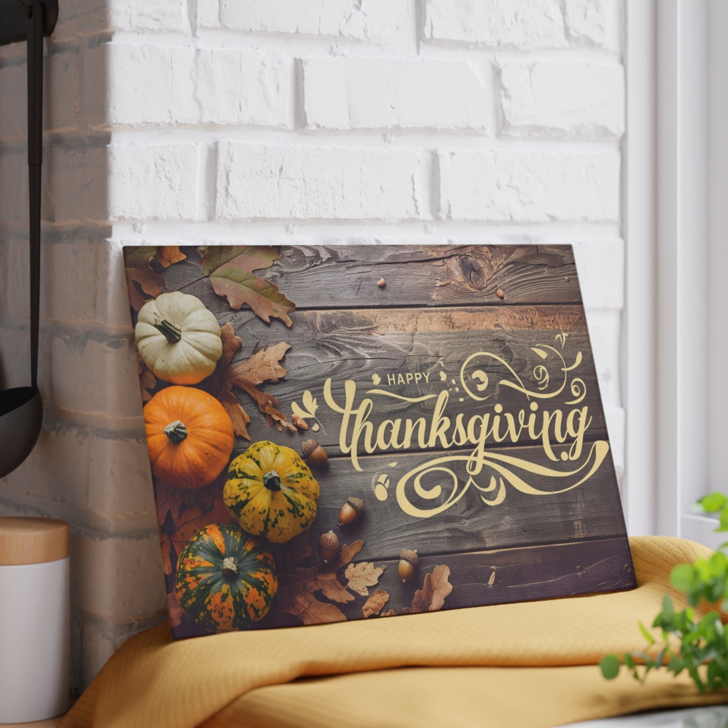 Thanksgiving Glass Cutting Board - Festive Kitchen Decor