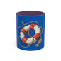 Lifesaver Accent Coffee Mug - Nautical Gift, Beach Decor, Sailor's Coffee Cup, Ocean Lover Mug, Summer Vibes