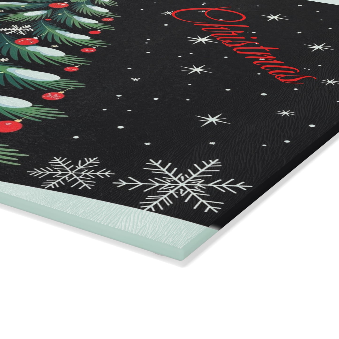 Christmas Tree Glass Cutting Board – "Merry Christmas" Festive Holiday Kitchen Decor