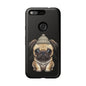 Pug Phone Case – Cute Pug Puppy Illustration on Black Tough Case