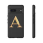 Custom Phone Case with Gold Letter A, Monogrammed Gift, Tough Protective Case, Personalized Phone Accessory, Unique Phone Cover