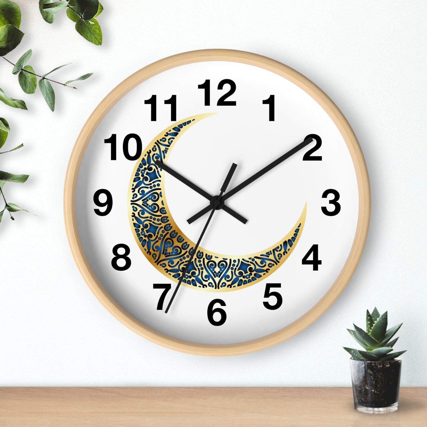 Elegant Boho Moon Phase Wall Clock, Decorative Home Clock, Unique Gift for Home Decor, Wellness, and Spiritual Spaces, Timepiece