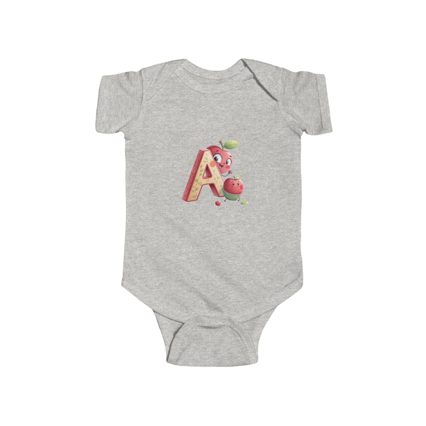 Cute Apple Design Infant Bodysuit Letter A