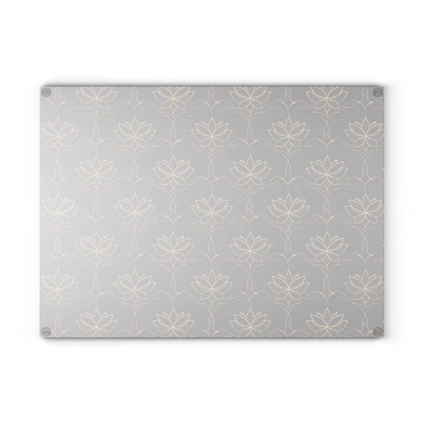 Lotus Pattern Glass Cutting Board — Elegant Black & Gold Kitchen Board