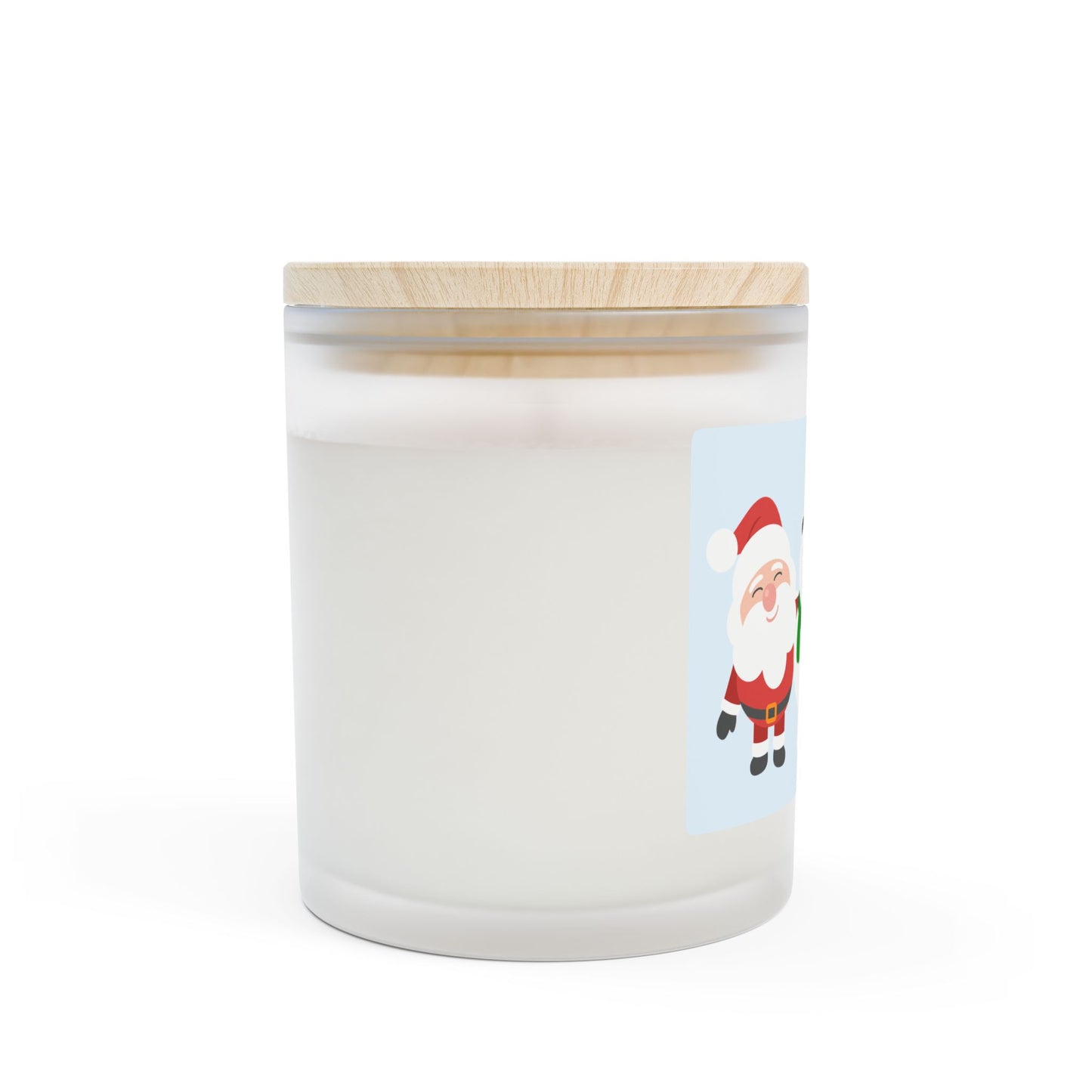 Christmas Santa & Polar Bear Frosted Glass Candle — 11oz Merry Christmas Holiday Scented Candle