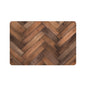 Wood Herringbone Pet Food Mat (12x18) — Non-Slip Feeding Placemat