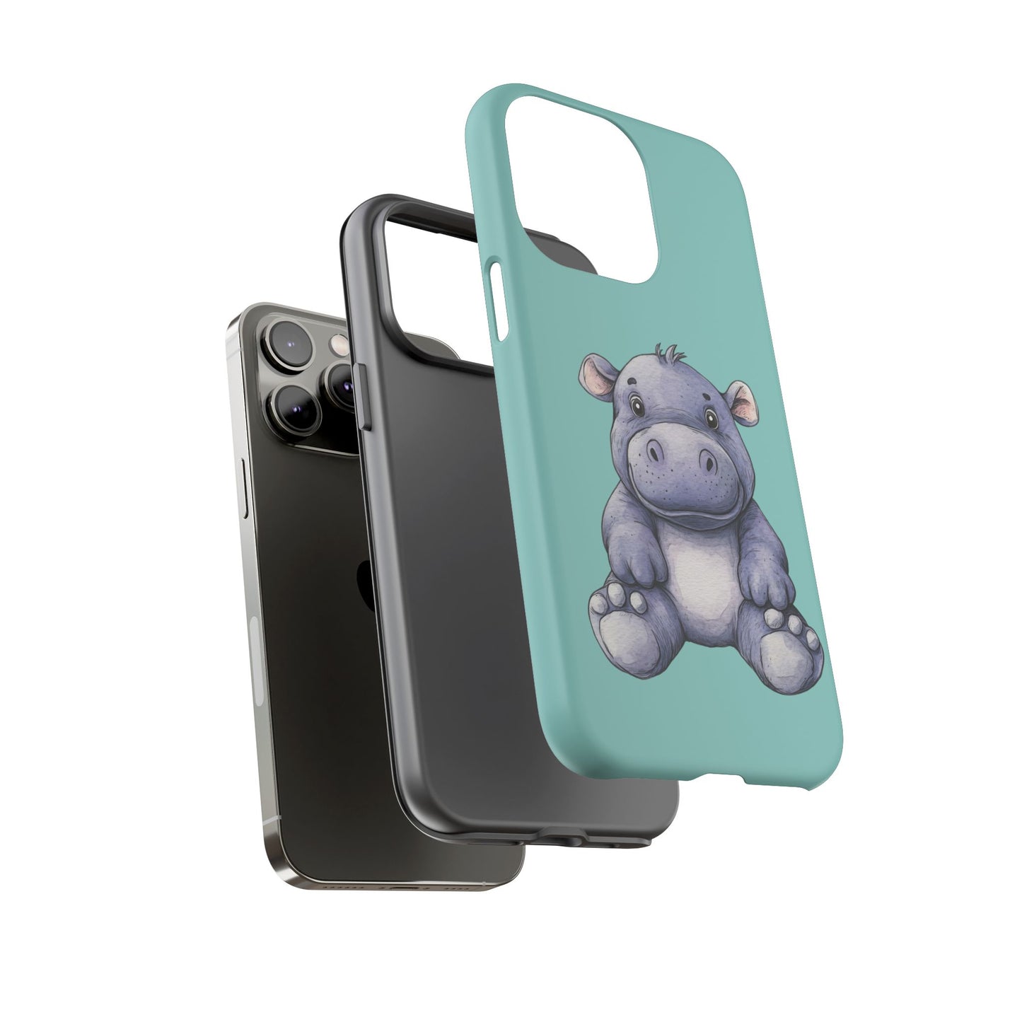 Cute Hippo Phone Case, Tough Phone Cover, Fun Animal Case, Gift for Kids, Cute Decor, Birthday Present