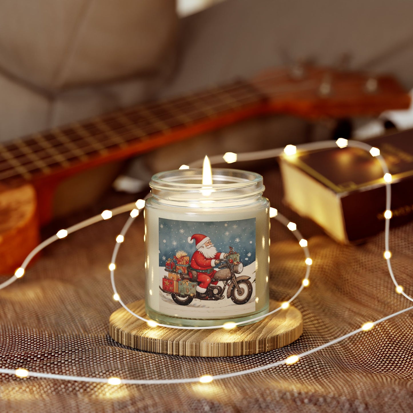 Festive Scented Candles | Santa on Motorcycle | Holiday Decor, Gift, Aromatherapy, Home Fragrance, Christmas Decoration