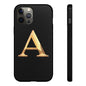 Custom Phone Case with Gold Letter A, Monogrammed Gift, Tough Protective Case, Personalized Phone Accessory, Unique Phone Cover
