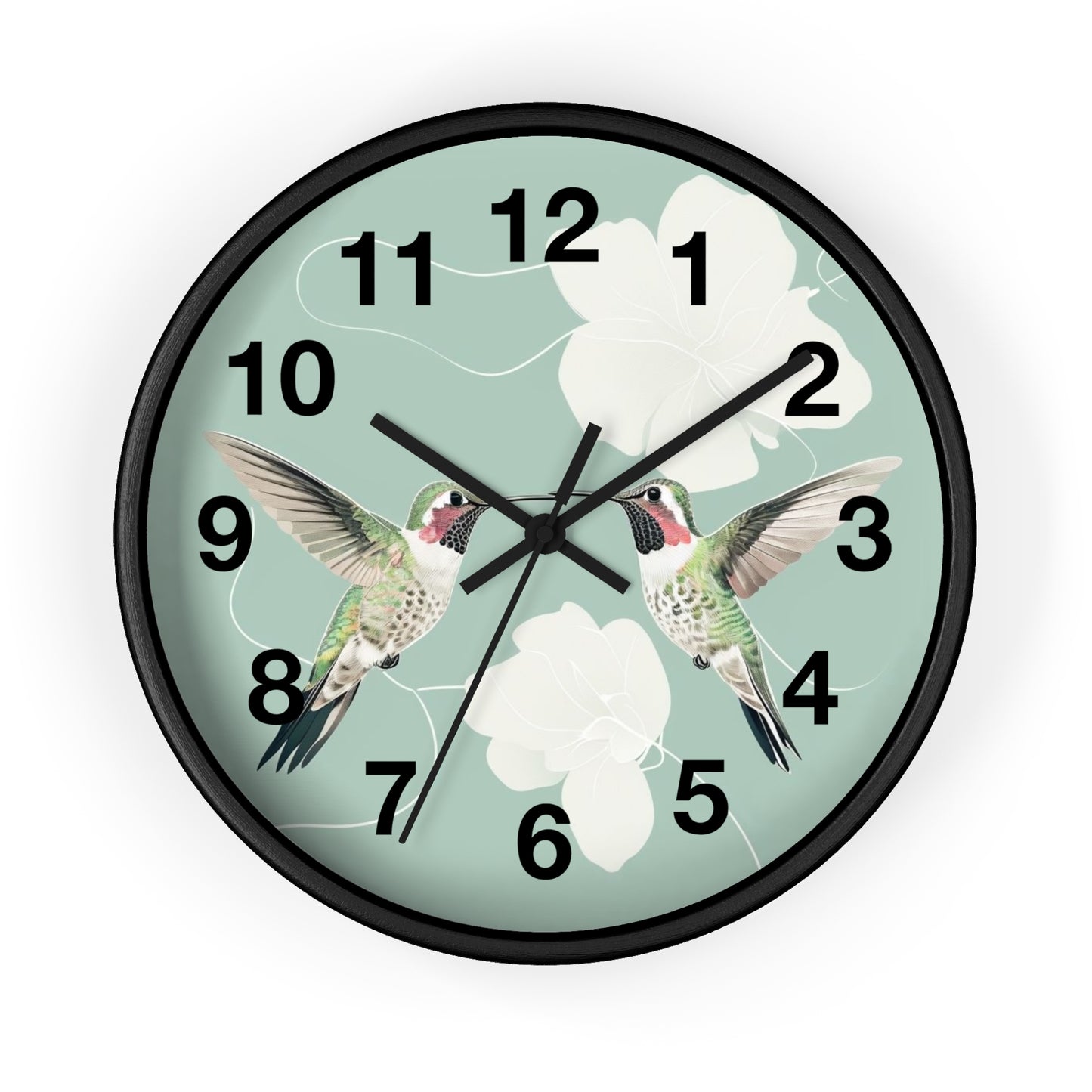 Hummingbird Floral Wall Clock | Mint Bird Clock