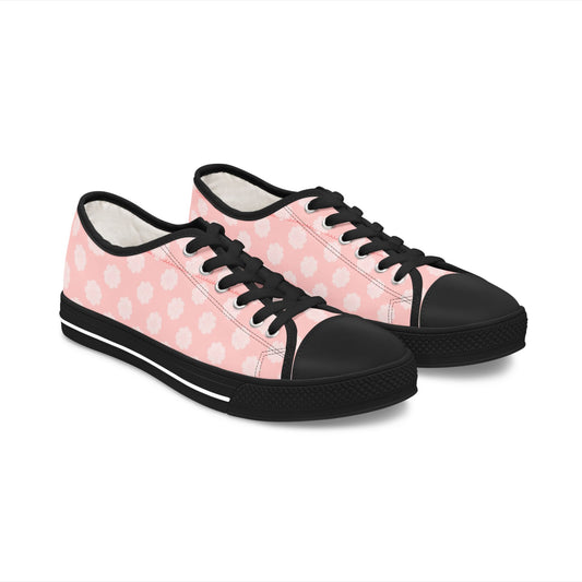 Pink Daisy Low Top Sneakers —  Floral Canvas Casual Shoes