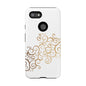 Elegant Floral Phone Case, Tough Cases, Gold Swirls, Stylish Protection, Trendy Gift, Chic Accessory