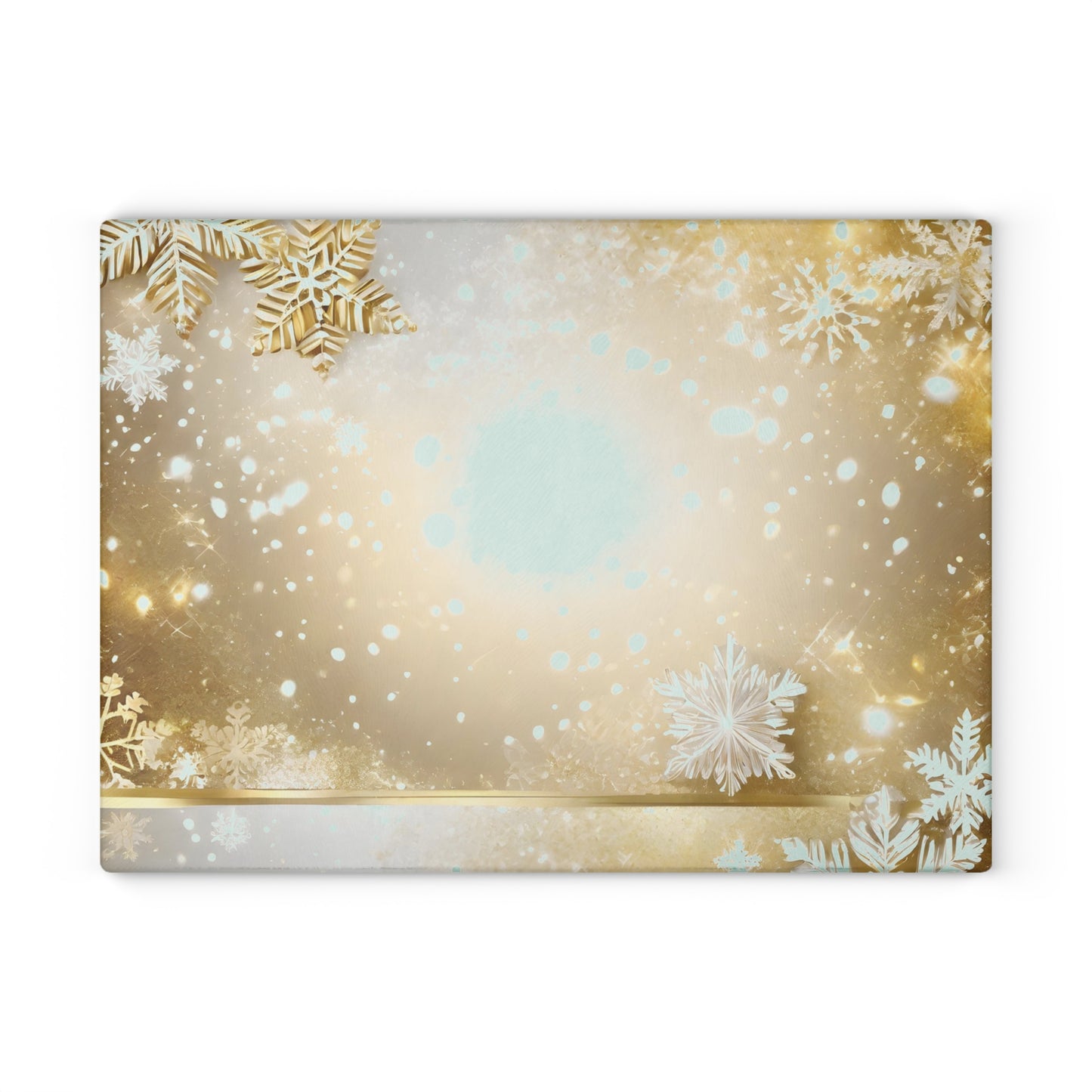 Festive Gold Snowflake Glass Cutting Board — Holiday Decorative Chopping Board