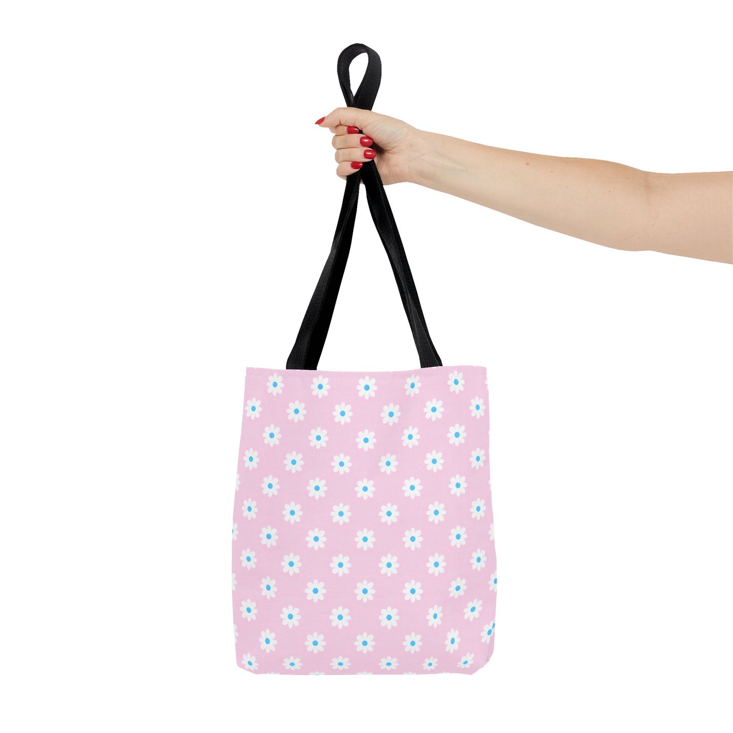 Pink Daisy Pattern Tote Bag — Floral Everyday Canvas Shopper