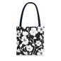 Elegant Floral Tote Bag, Black and White Tote, Eco-Friendly Shopping Bag
