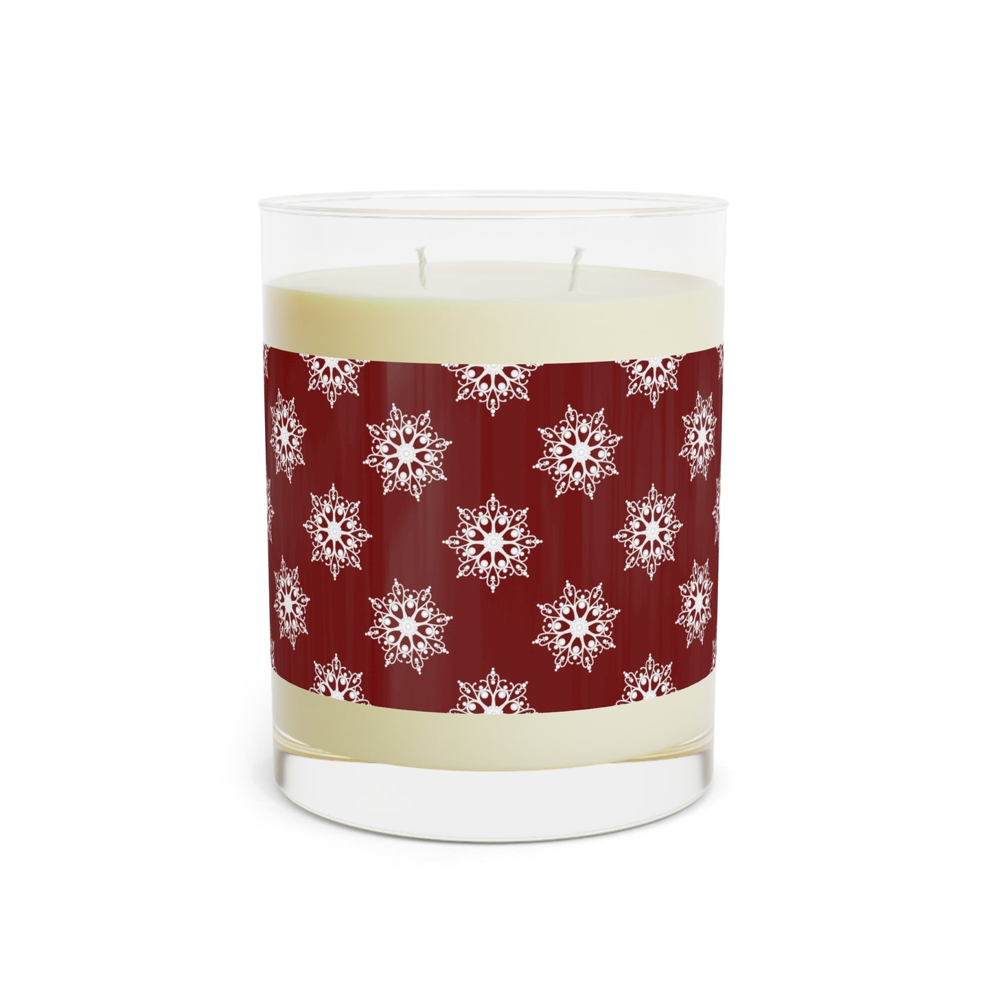 Holiday Snowflake Scented Candle — 11oz Festive Glass Candle (Red)